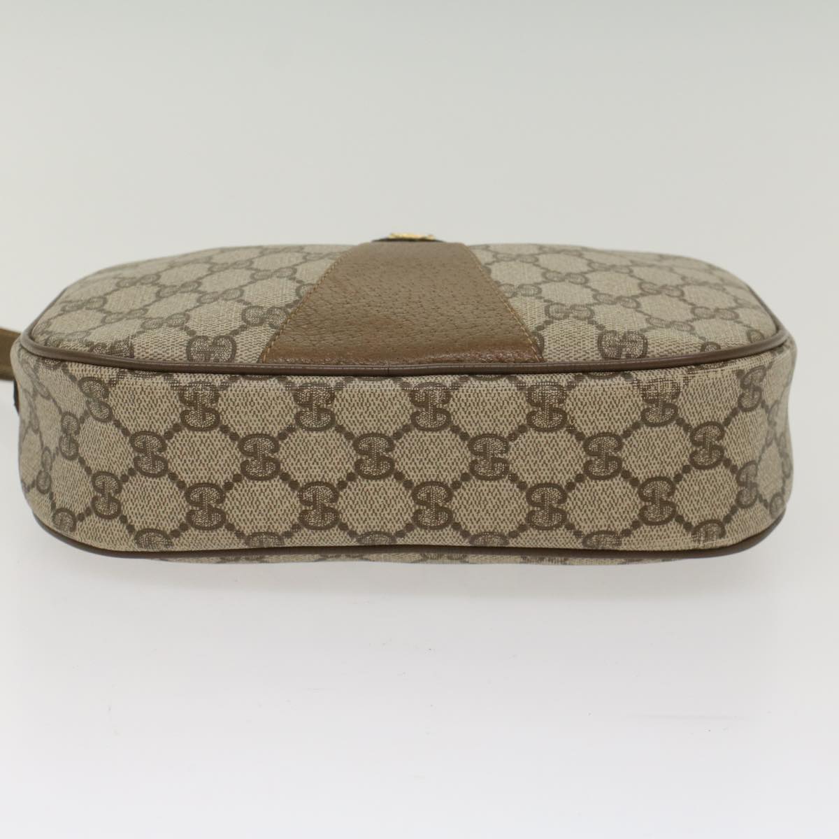 GUCCI GG Canvas Web Sherry Line Clutch Bag Beige Red 89•01•034 Auth 49988