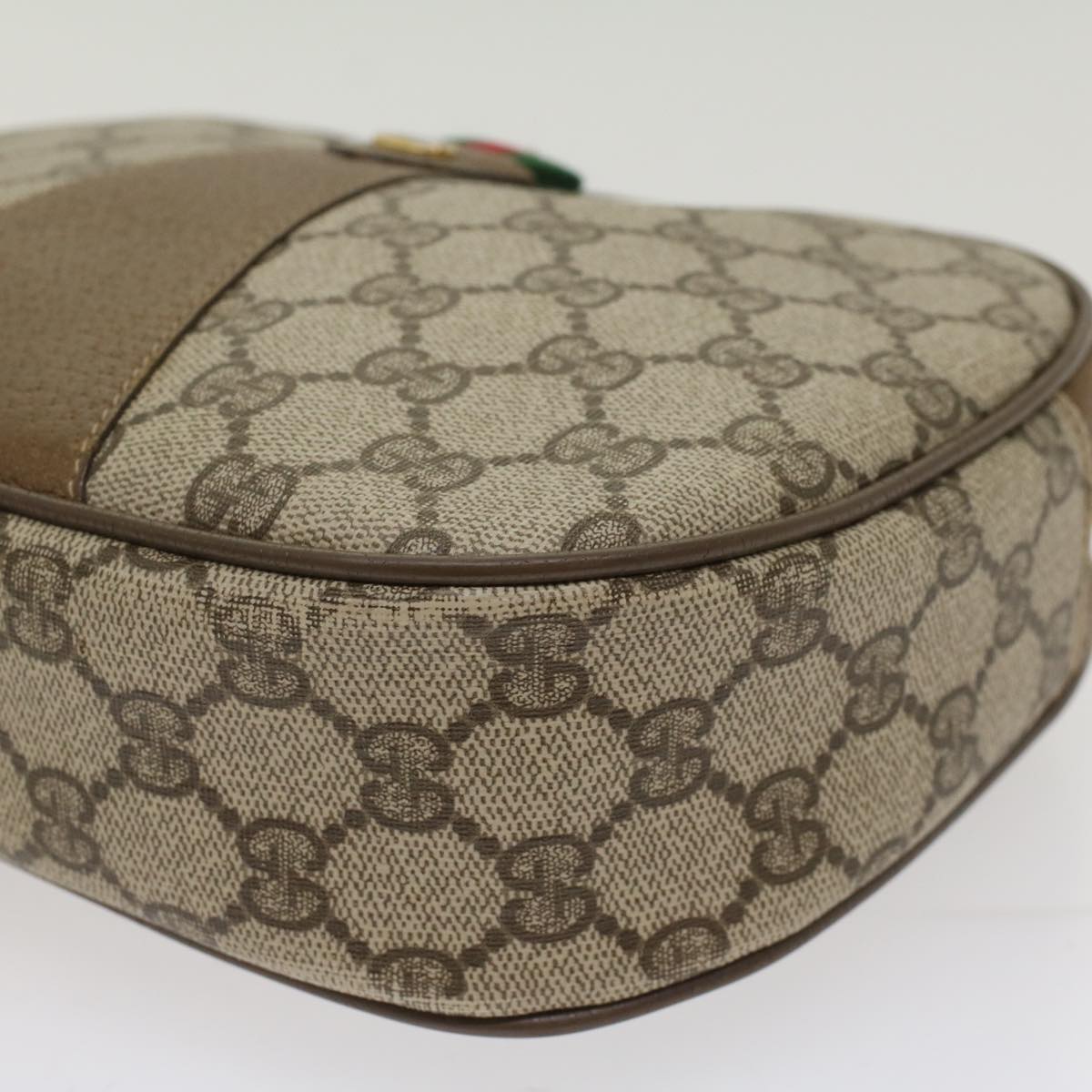 GUCCI GG Canvas Web Sherry Line Clutch Bag Beige Red 89•01•034 Auth 49988