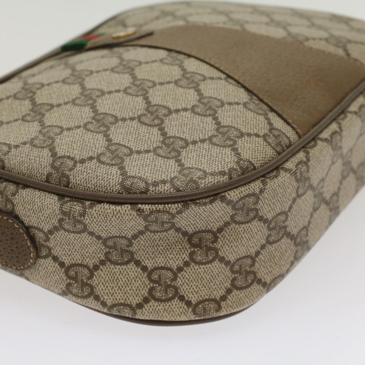 GUCCI GG Canvas Web Sherry Line Clutch Bag Beige Red 89•01•034 Auth 49988