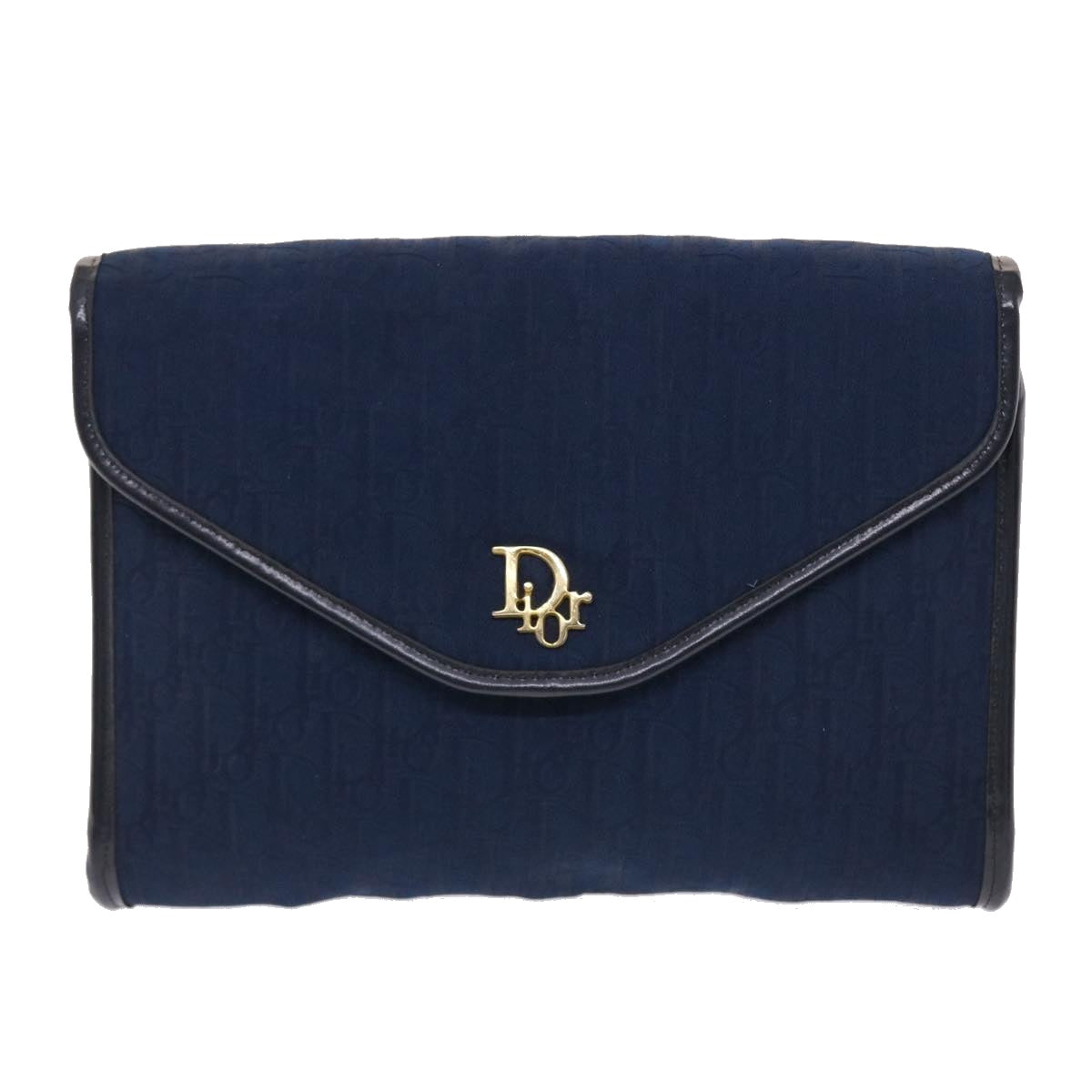 Christian Dior Trotter Canvas Chain Shoulder Bag Navy Auth 49994