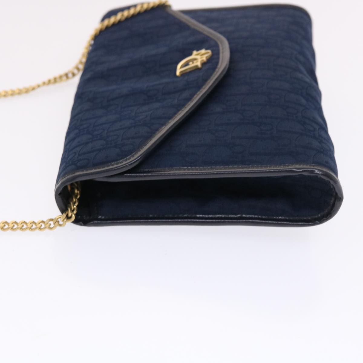 Christian Dior Trotter Canvas Chain Shoulder Bag Navy Auth 49994