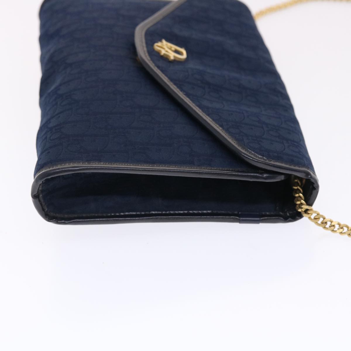 Christian Dior Trotter Canvas Chain Shoulder Bag Navy Auth 49994