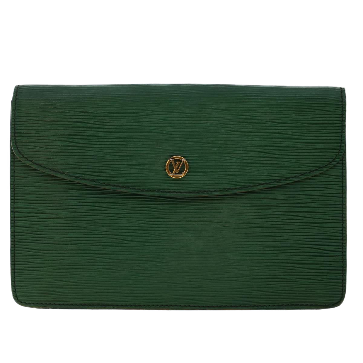 LOUIS VUITTON Epi Montaigne 23 Clutch Bag Green M52664 LV Auth 50056