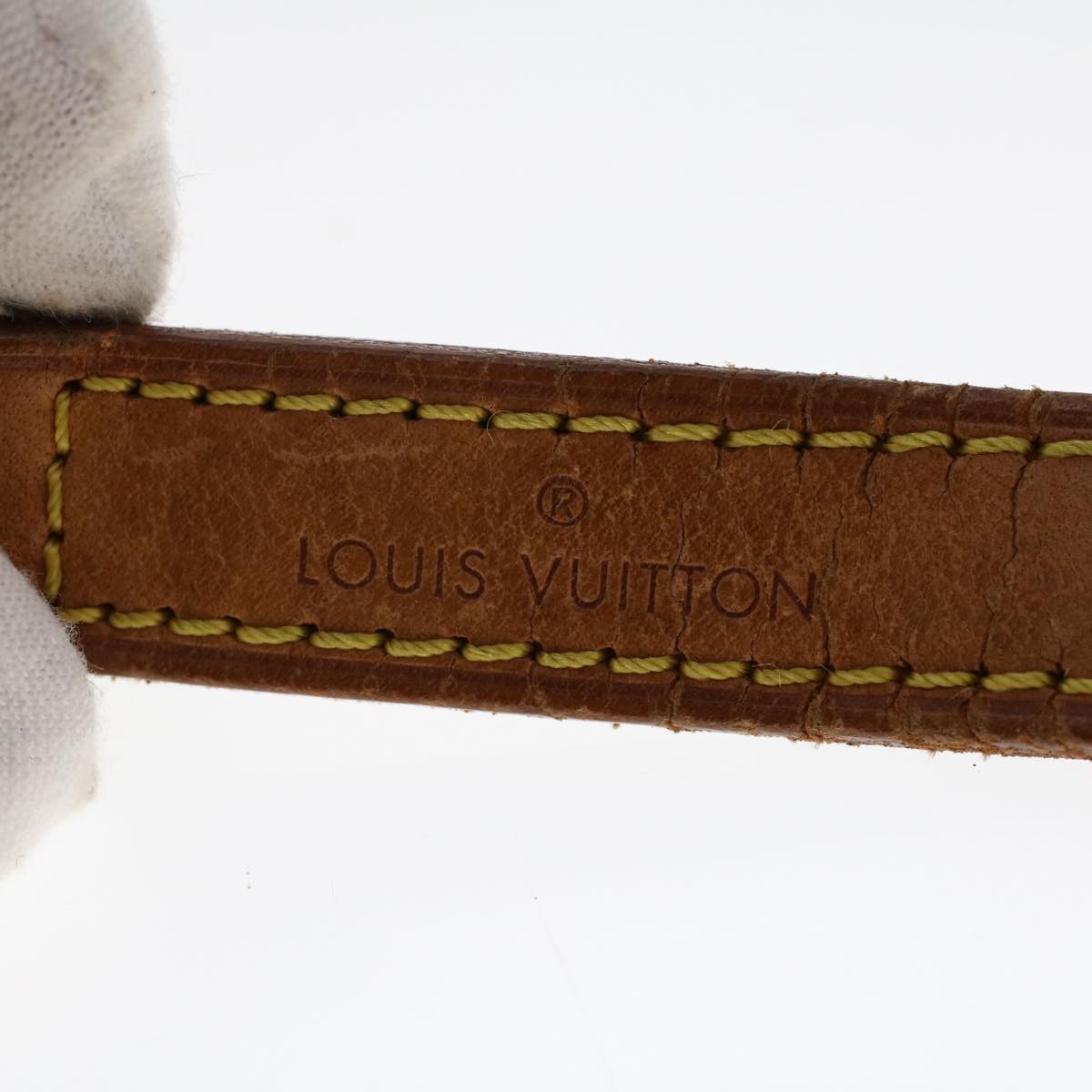 LOUIS VUITTON Shoulder Strap Leather 35.8"" Beige LV Auth 50115