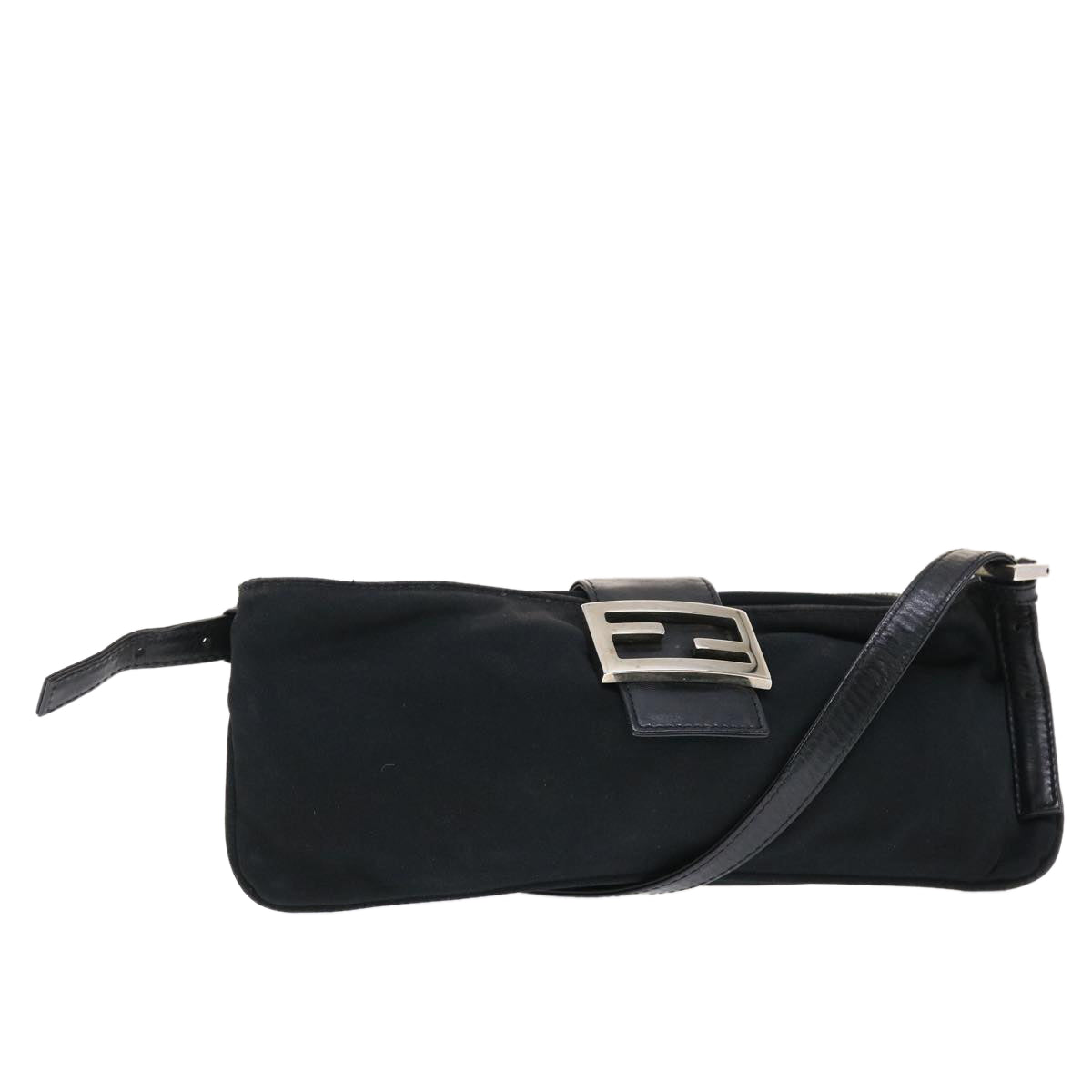 FENDI Mamma Baguette Shoulder Bag Nylon Black Auth 50144