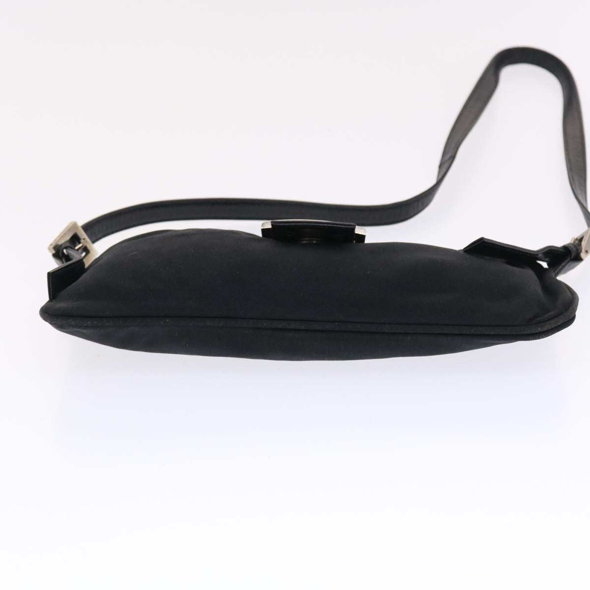 FENDI Mamma Baguette Shoulder Bag Nylon Black Auth 50144