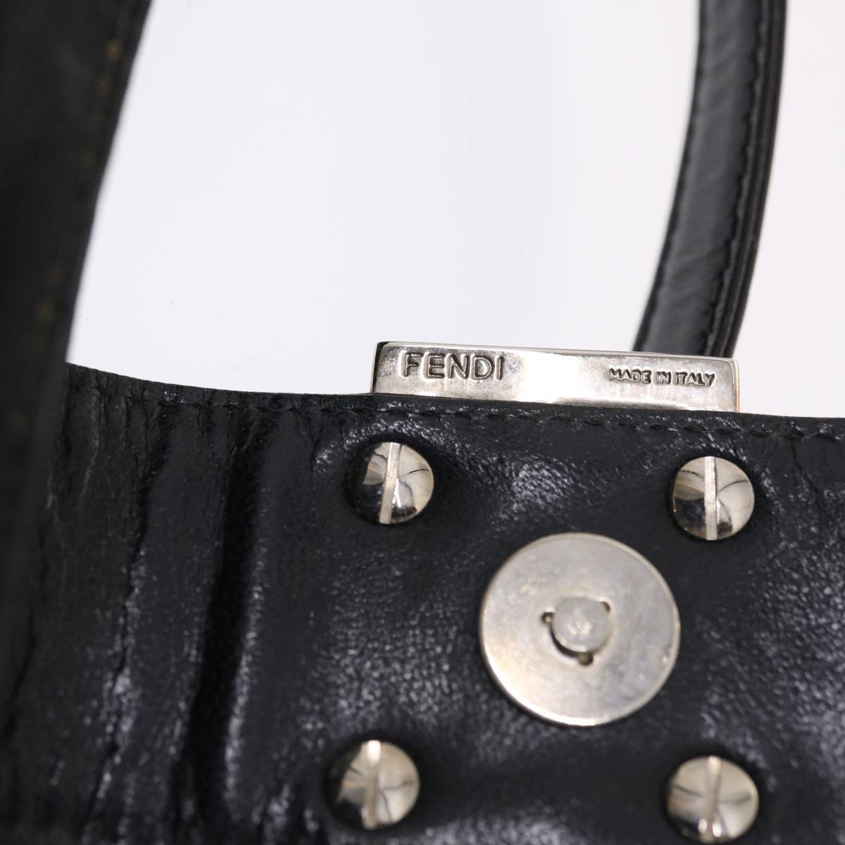 FENDI Mamma Baguette Shoulder Bag Nylon Black Auth 50144