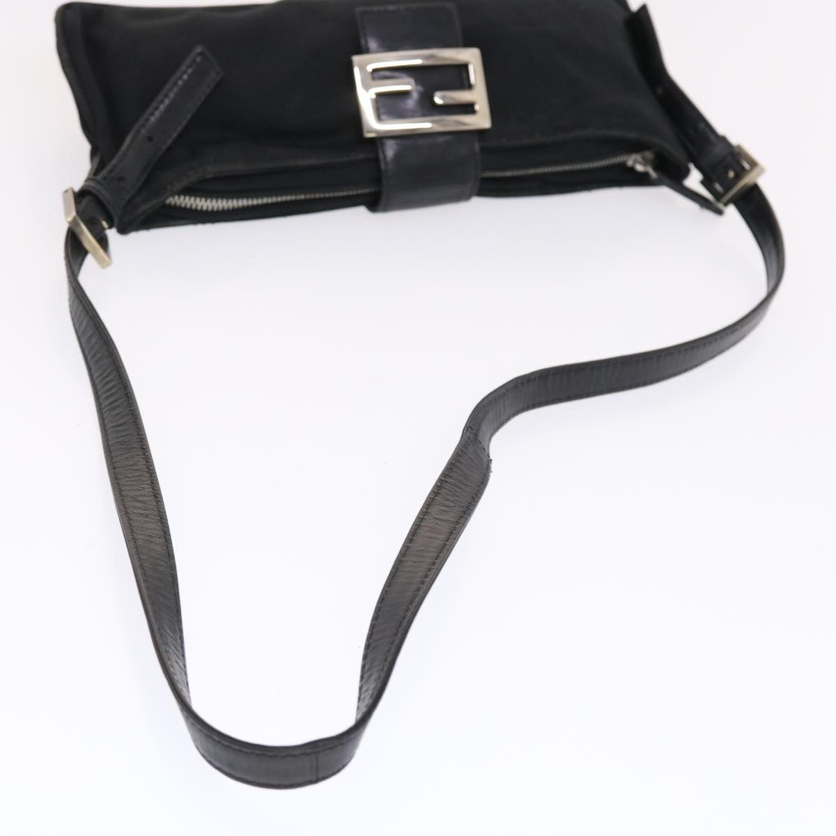 FENDI Mamma Baguette Shoulder Bag Nylon Black Auth 50144