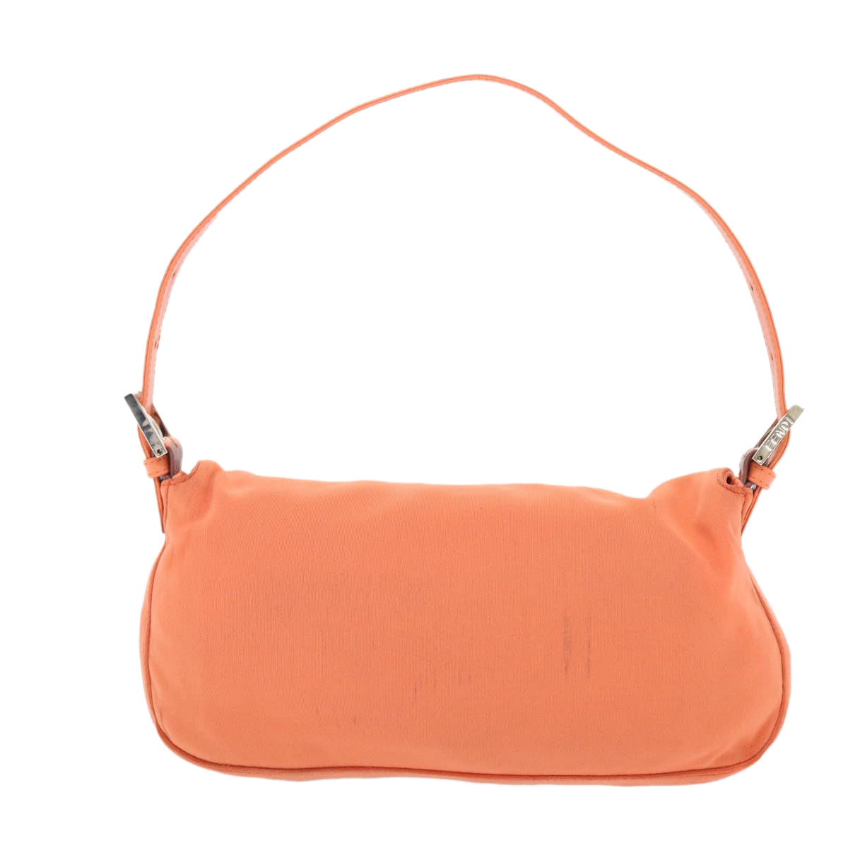 FENDI Mamma Baguette Shoulder Bag Nylon Orange Auth 50148