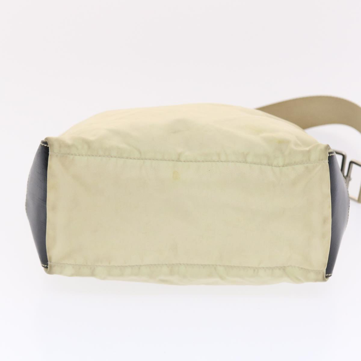 PRADA Shoulder Bag Nylon Leather Beige Black Auth 50151