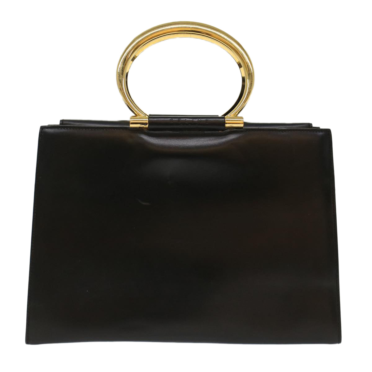 CELINE Hand Bag Leather Black Auth 50187 - 0