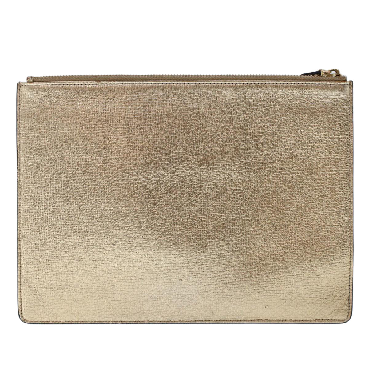 Salvatore Ferragamo Clutch Bag Leather Gold Auth 50189 - 0