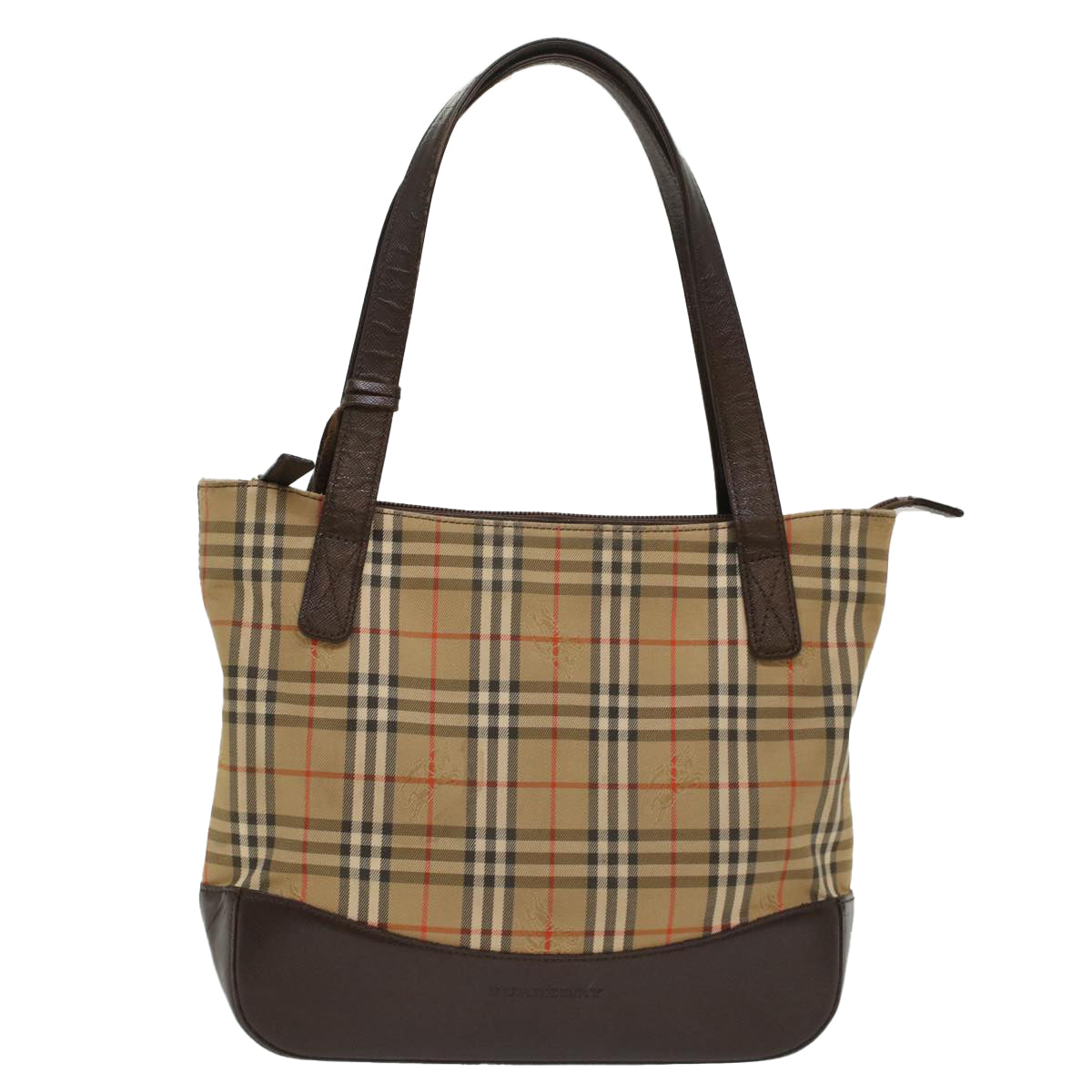 BURBERRY Nova Check Hand Bag Nylon Beige Auth 50201