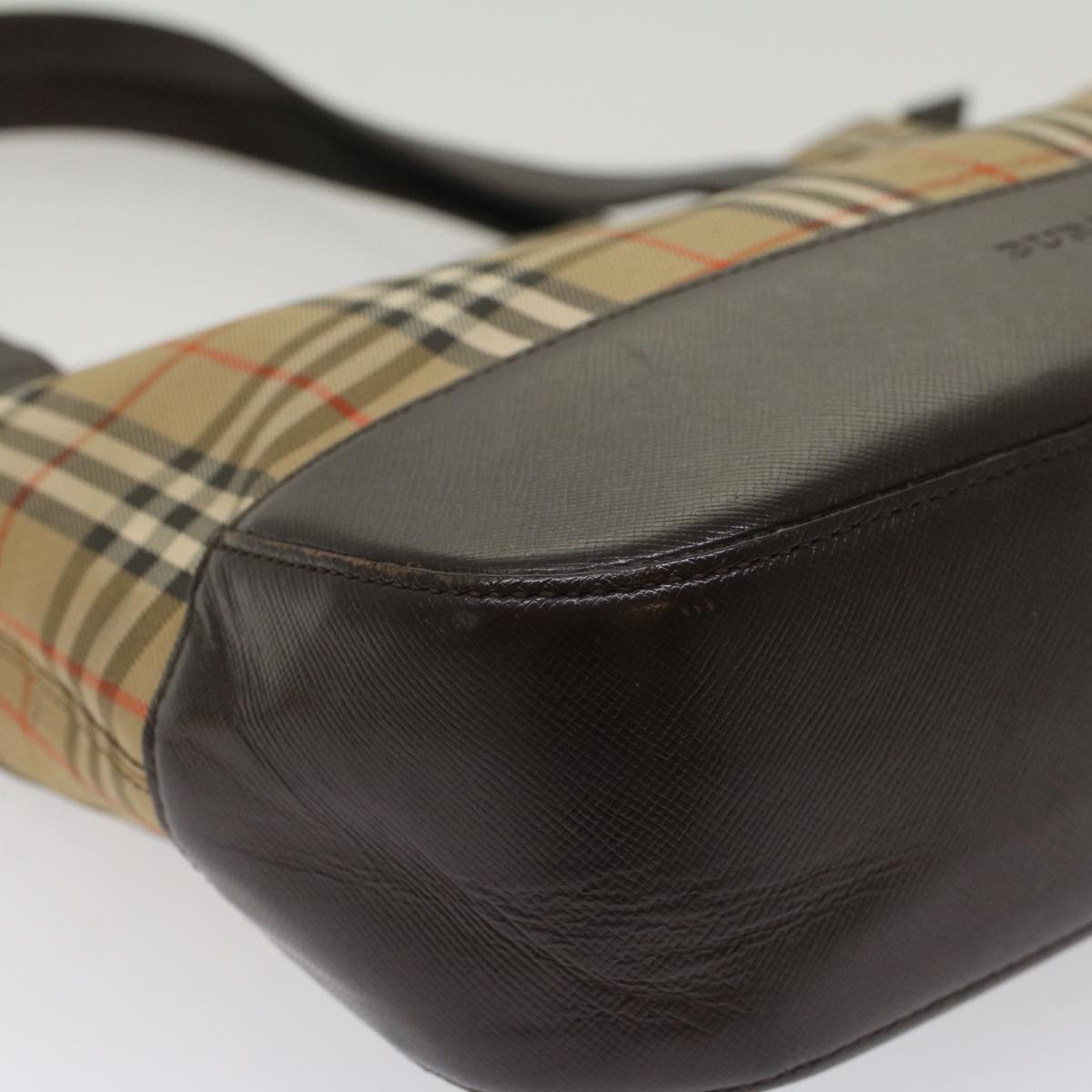 BURBERRY Nova Check Hand Bag Nylon Beige Auth 50201