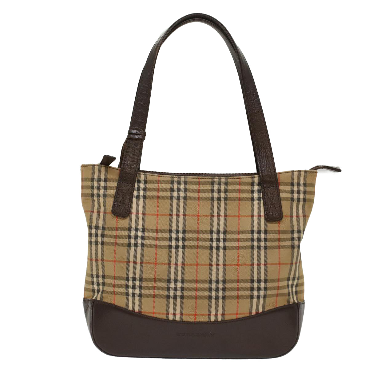 BURBERRY Nova Check Hand Bag Nylon Beige Auth 50201