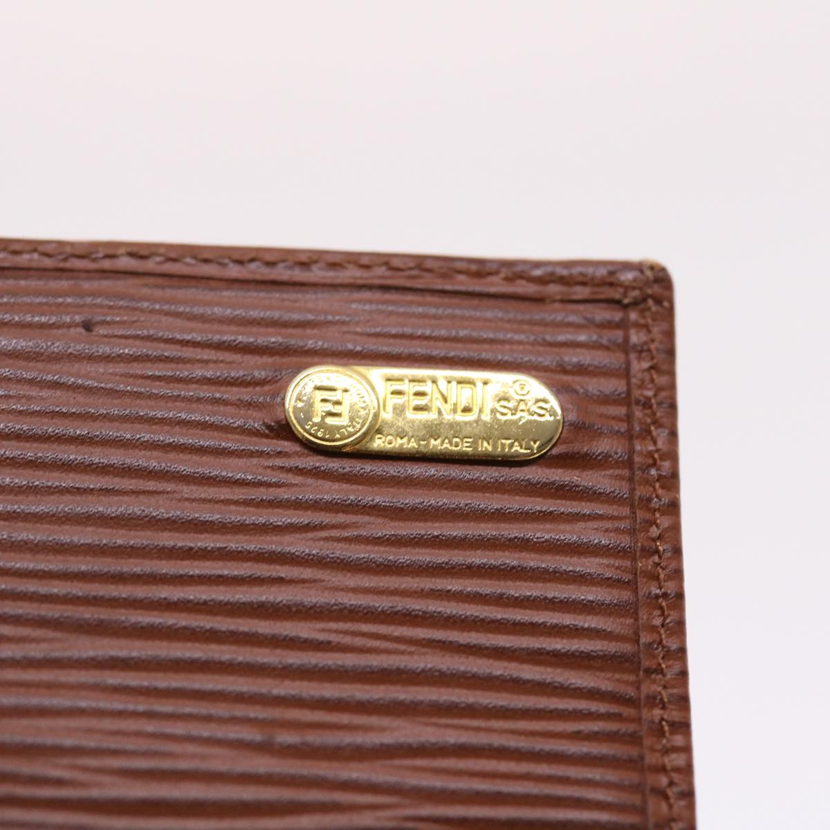 FENDI Long Wallet Leather Brown Auth 50286