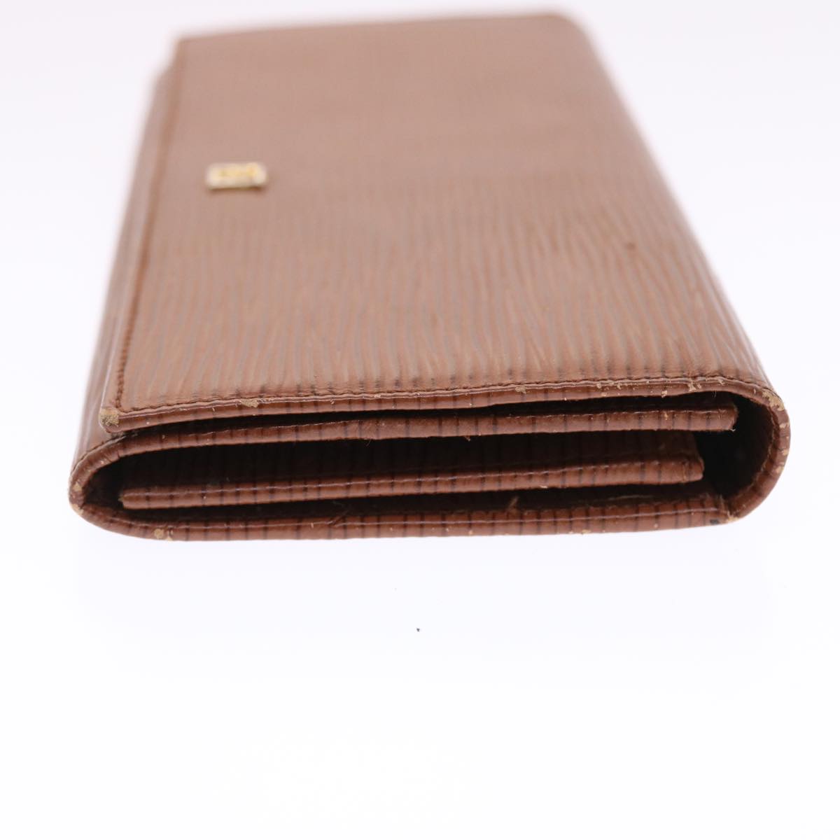 FENDI Long Wallet Leather Brown Auth 50286