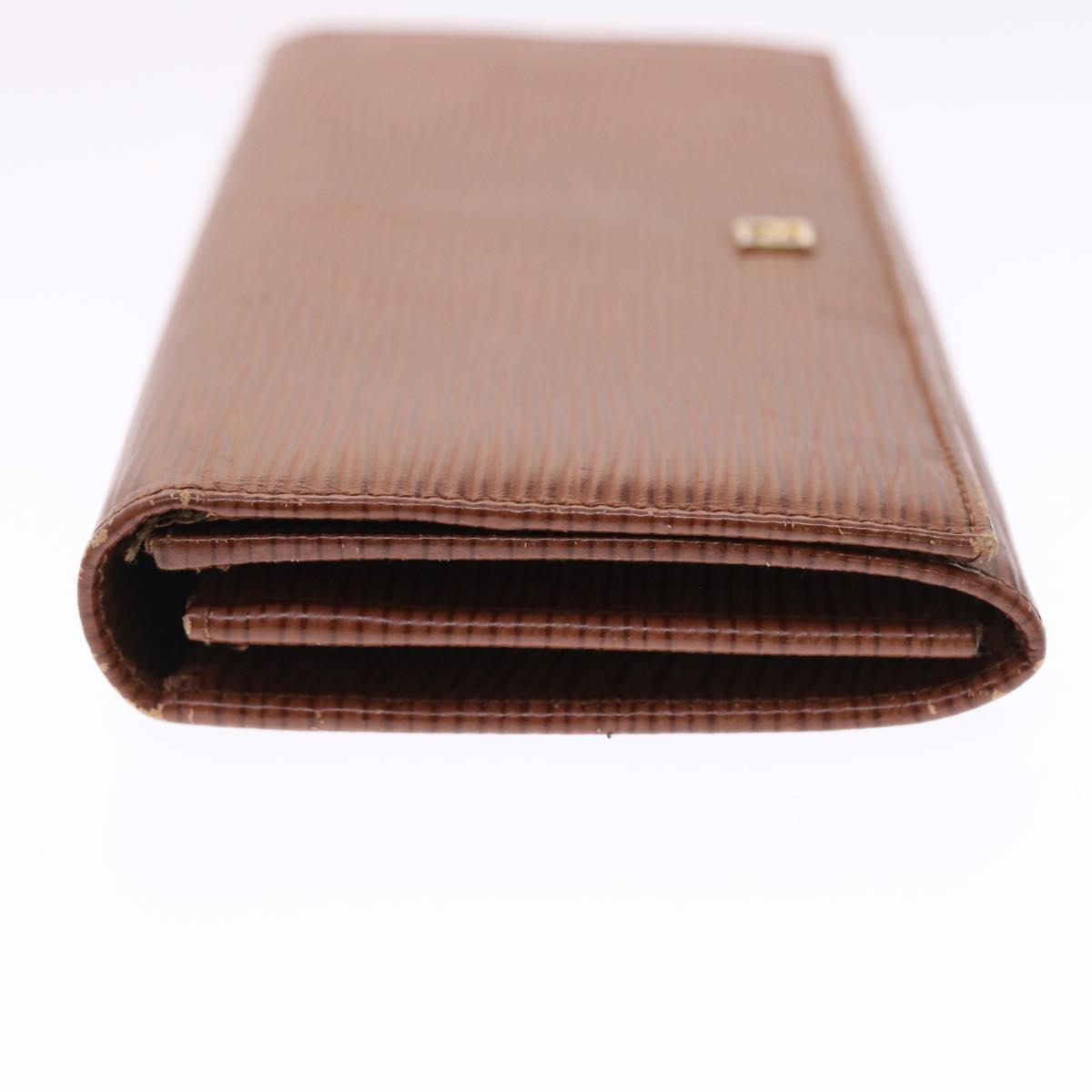 FENDI Long Wallet Leather Brown Auth 50286