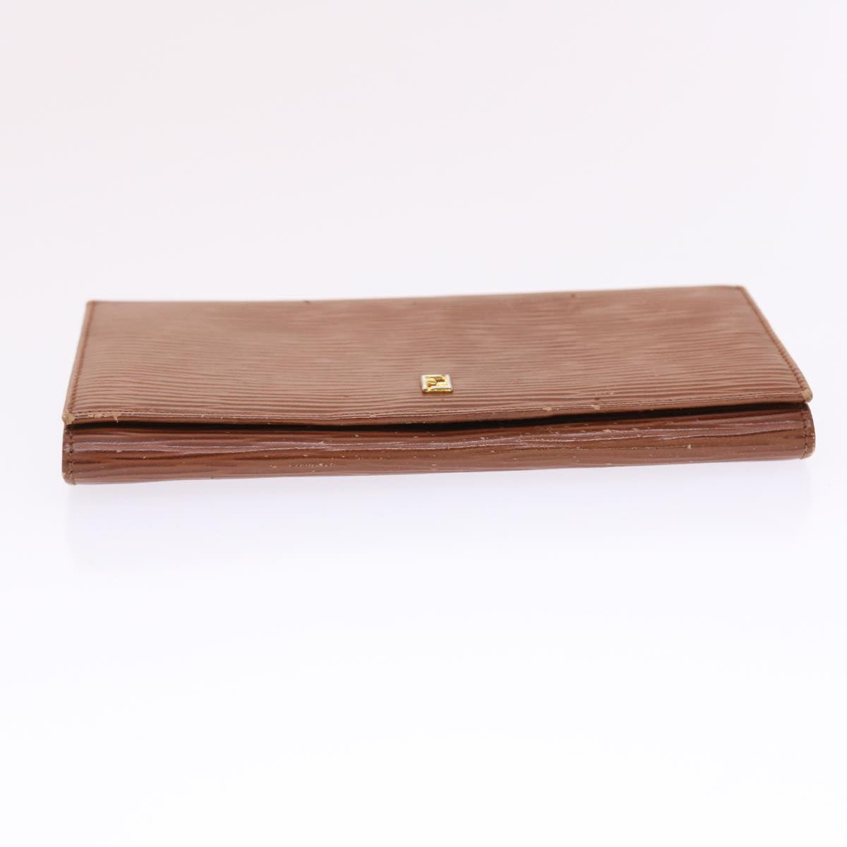 FENDI Long Wallet Leather Brown Auth 50286