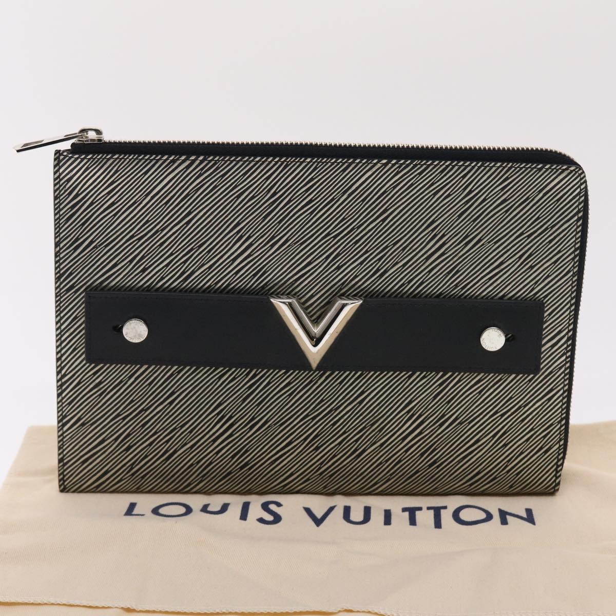 LOUIS VUITTON Epi Platine Pochette Platt Pouch Silver M62092 LV Auth 50321A