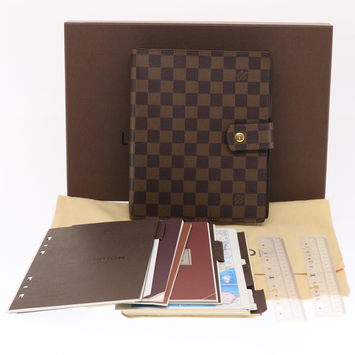 LOUIS VUITTON Damier Ebene Agenda GM Day Planner Cover R20107 LV Auth 50322A