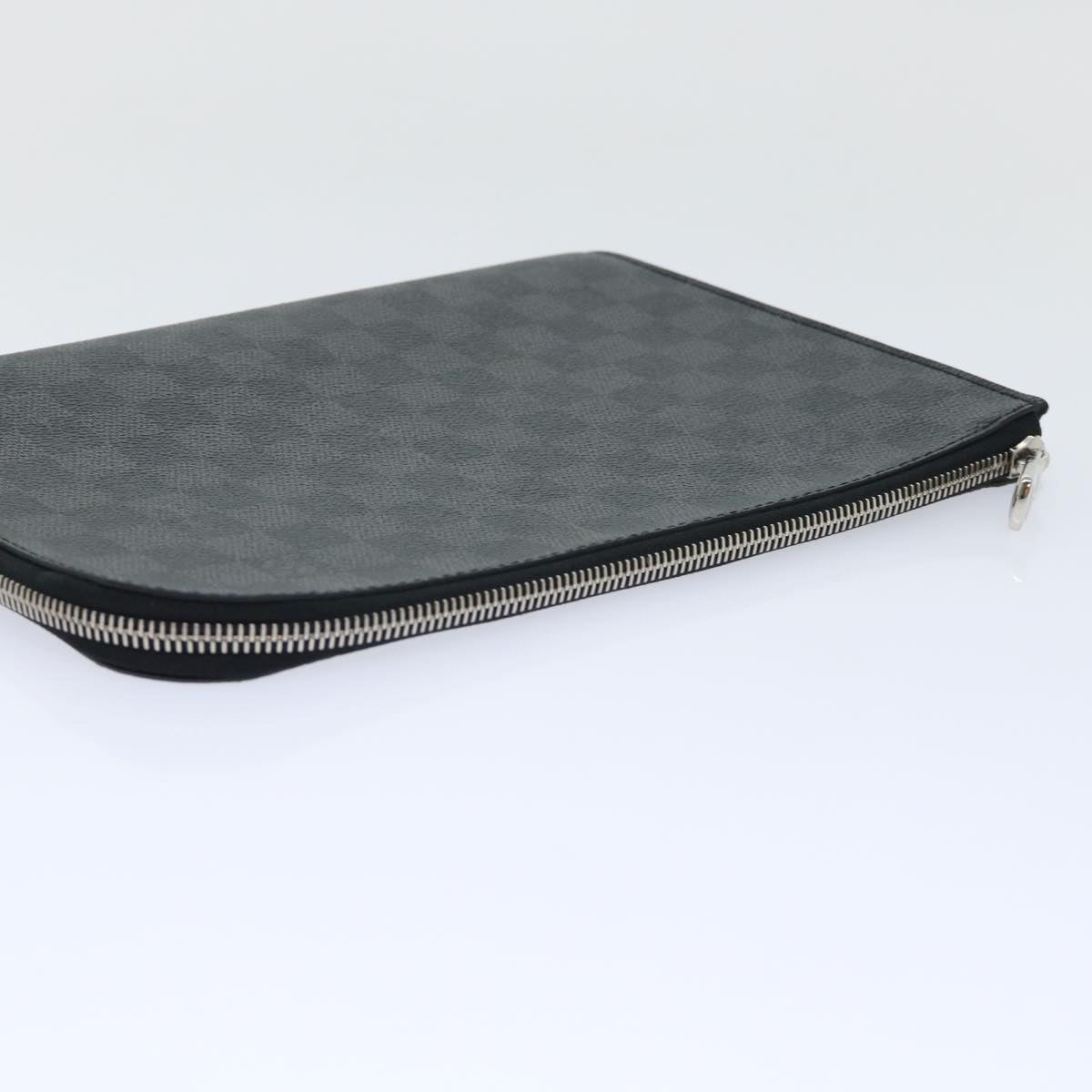 LOUIS VUITTON Damier Graphite Pochette Jules PM Clutch Bag N60113 LV Auth 50323