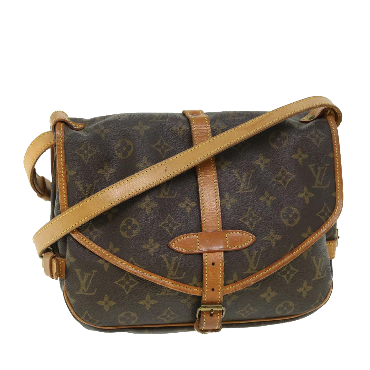 LOUIS VUITTON Monogram Saumur 30 Shoulder Bag M42256 LV Auth 50331