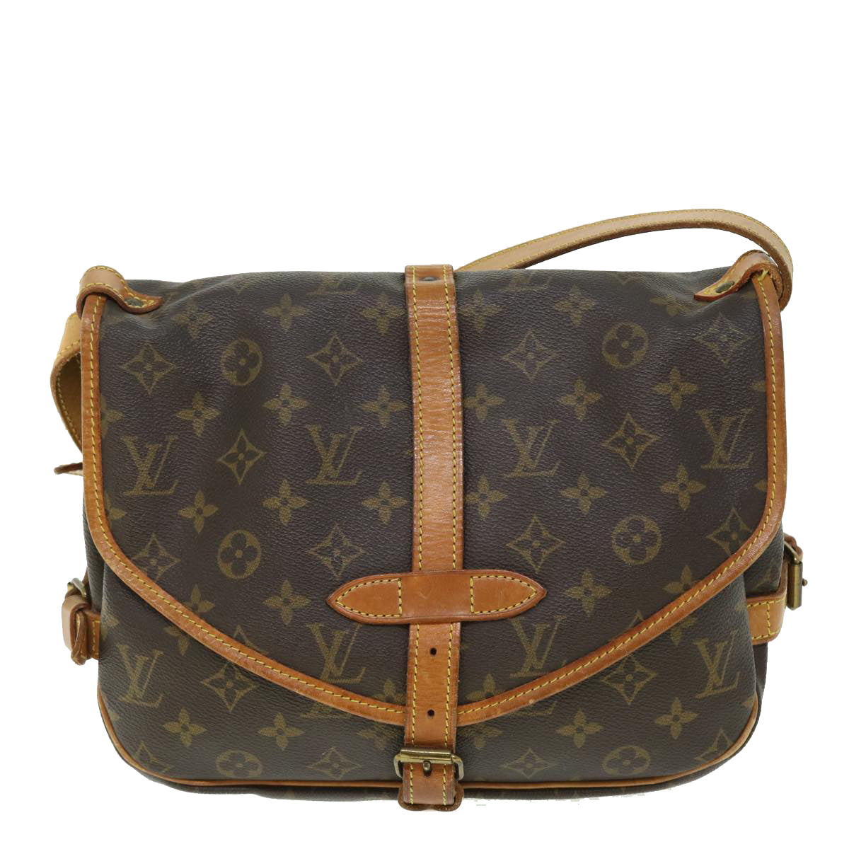 LOUIS VUITTON Monogram Saumur 30 Shoulder Bag M42256 LV Auth 50331