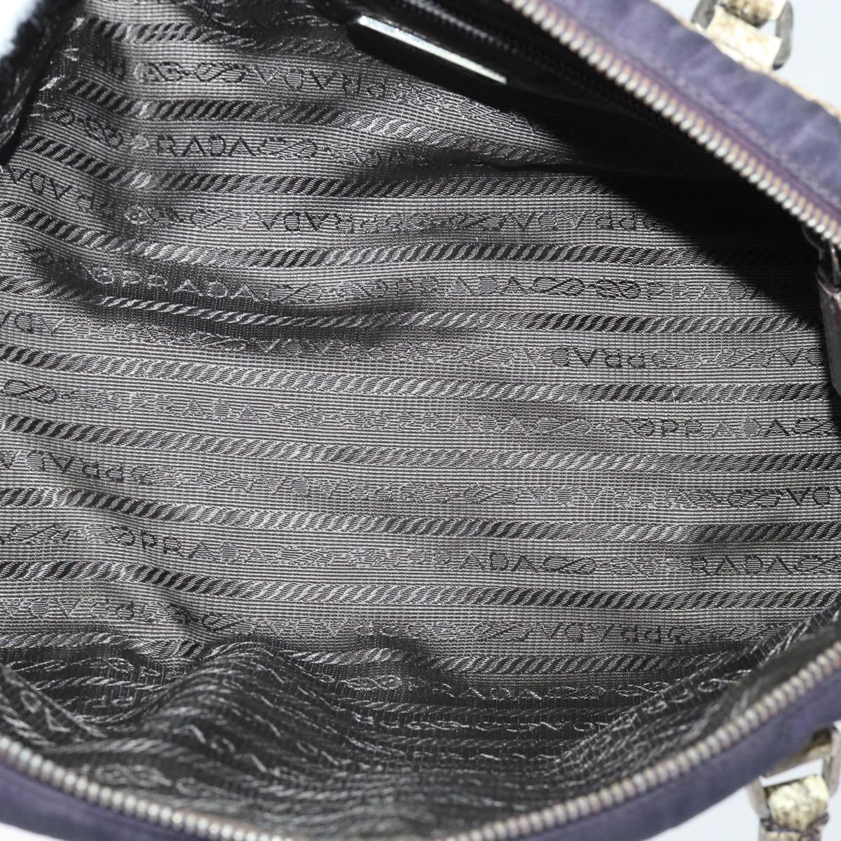 PRADA Hand Bag Nylon Leather Purple Beige Auth 50388