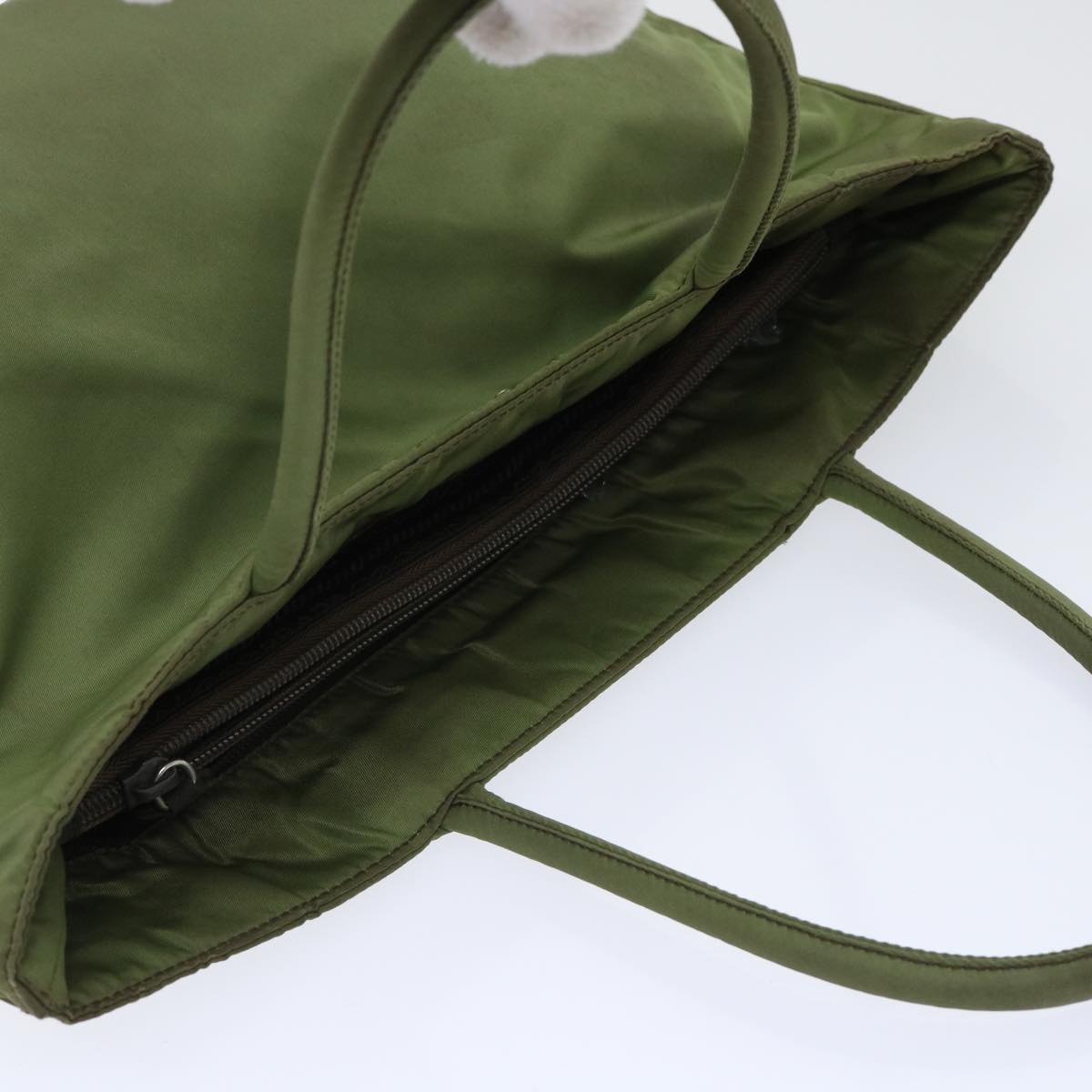 PRADA Hand Bag Nylon Green Auth 50389