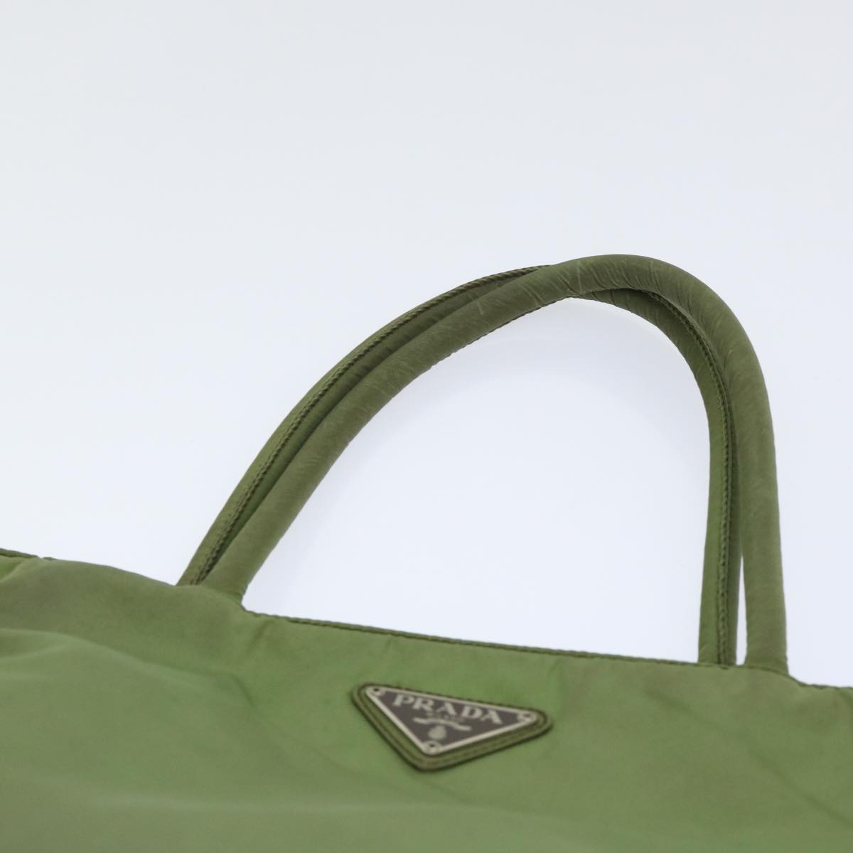 PRADA Hand Bag Nylon Green Auth 50389