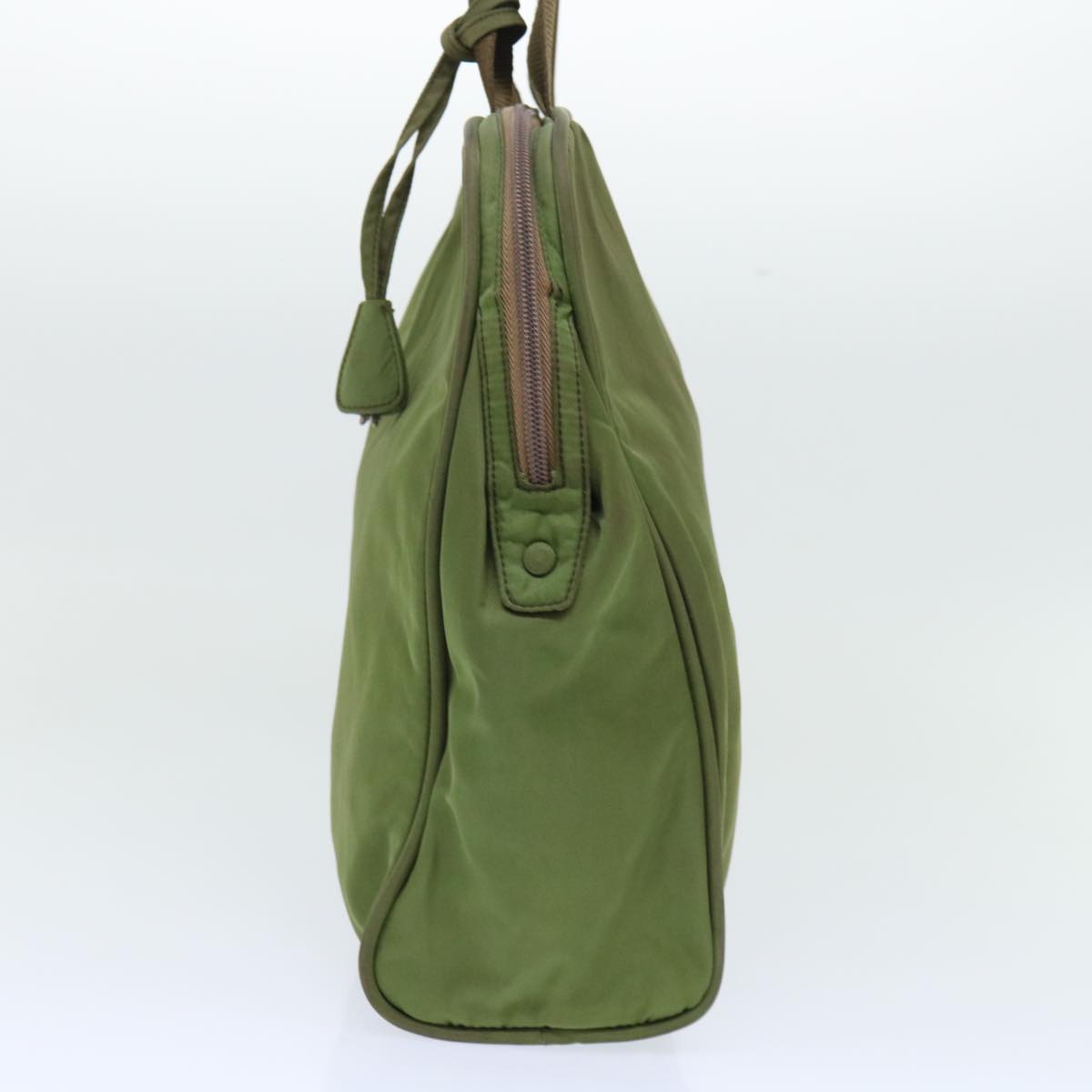 PRADA Hand Bag Nylon Leather Green Auth 50390