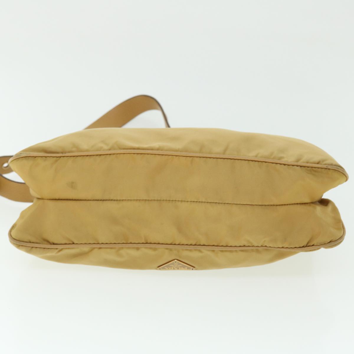 PRADA Shoulder Bag Nylon Leather Yellow Auth 50392