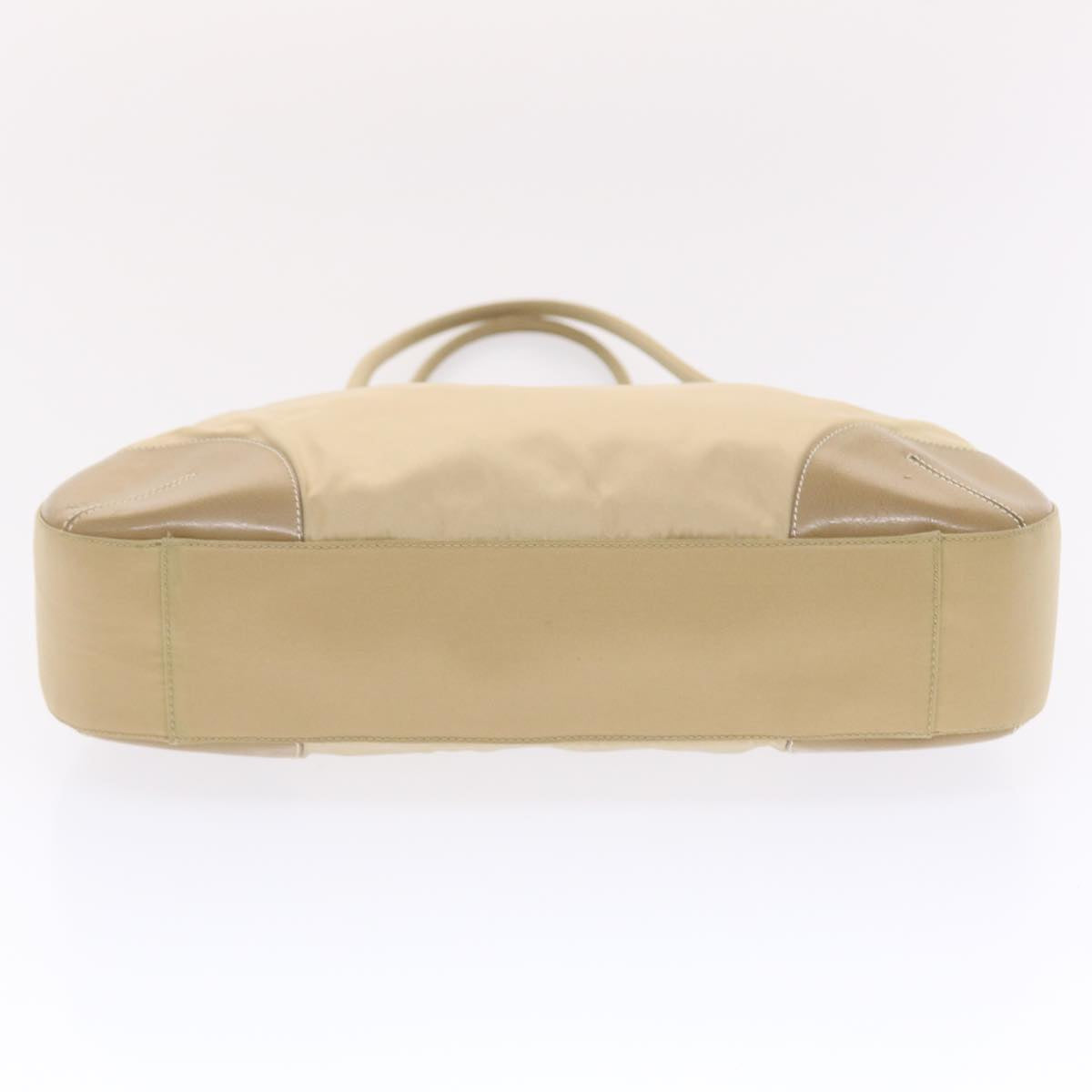 PRADA Shoulder Bag Nylon Leather Beige Auth 50393