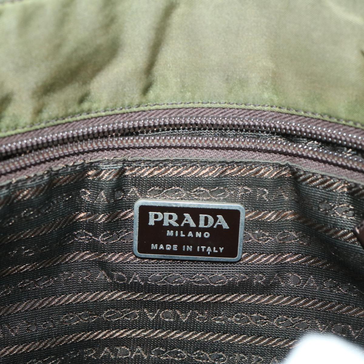 PRADA Shoulder Bag Nylon Khaki Auth 50394
