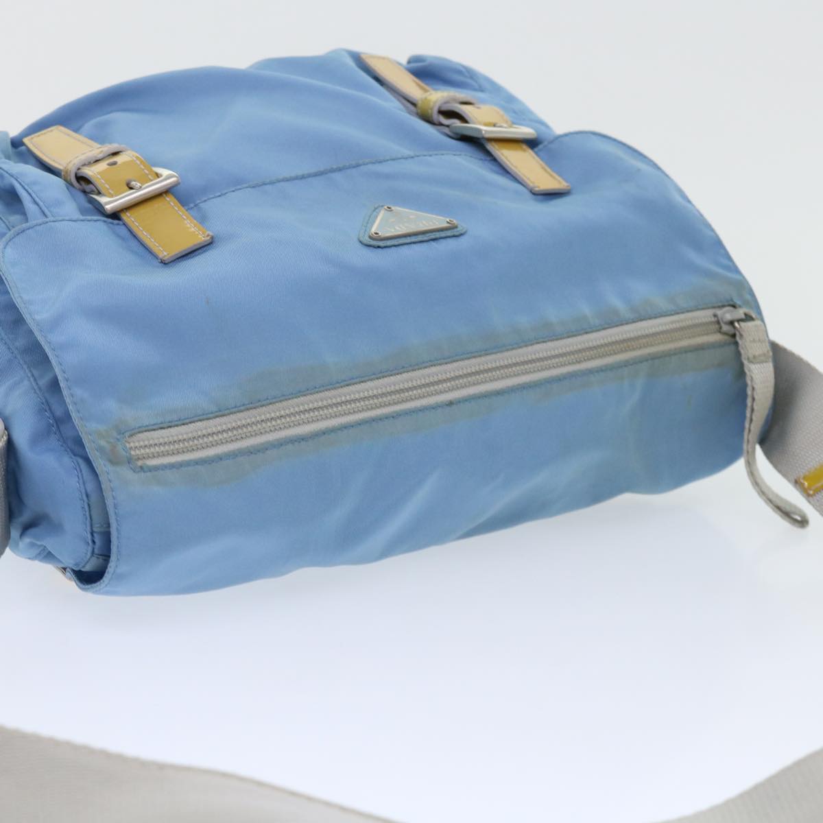 PRADA Shoulder Bag Nylon Light Blue Yellow Auth 50395