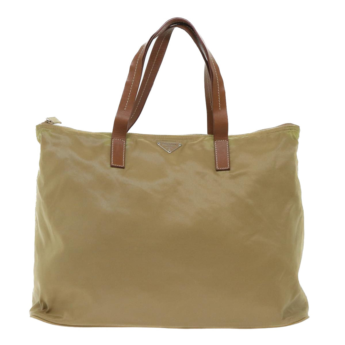 PRADA Hand Bag Nylon Leather Brown Auth 50396