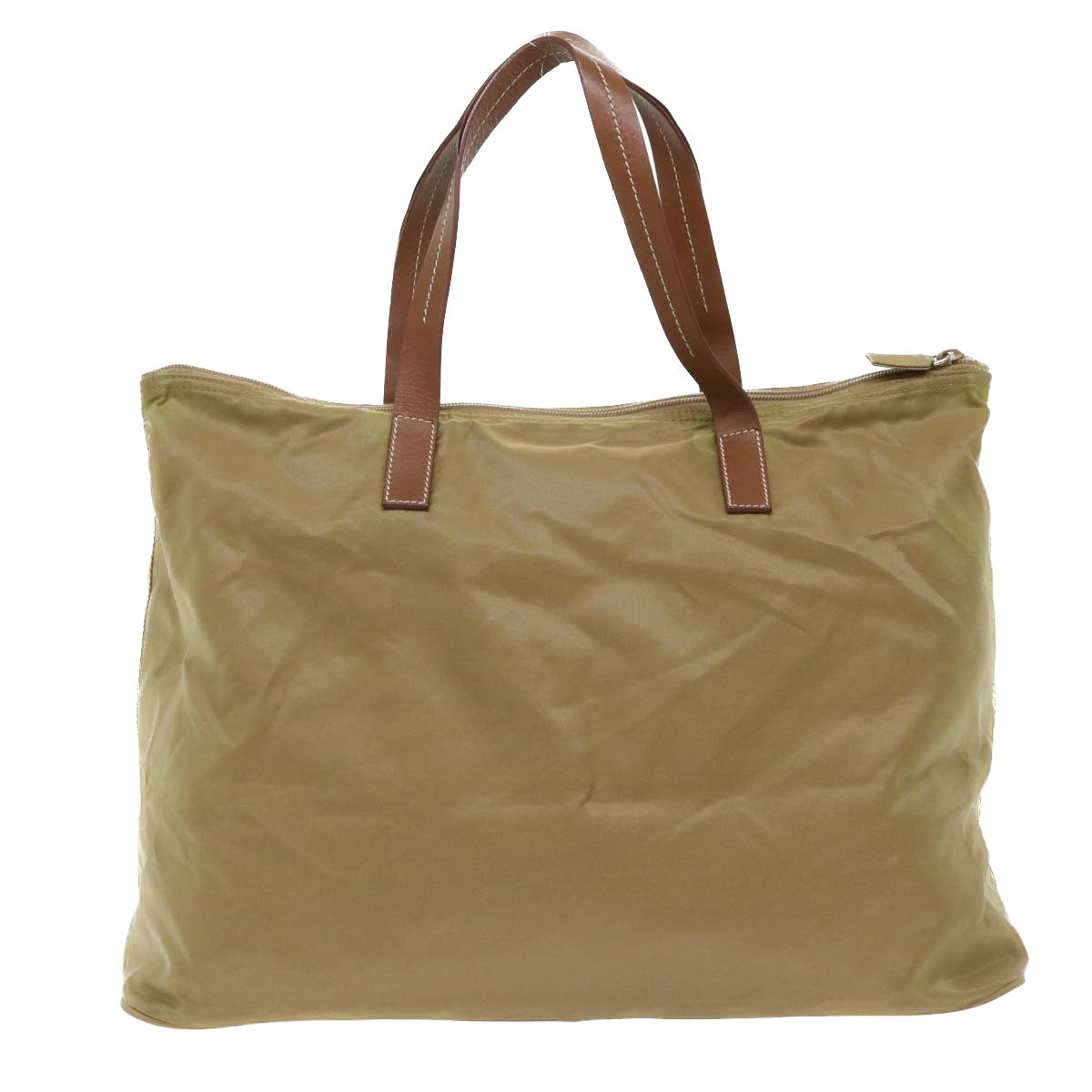 PRADA Hand Bag Nylon Leather Brown Auth 50396 - 0