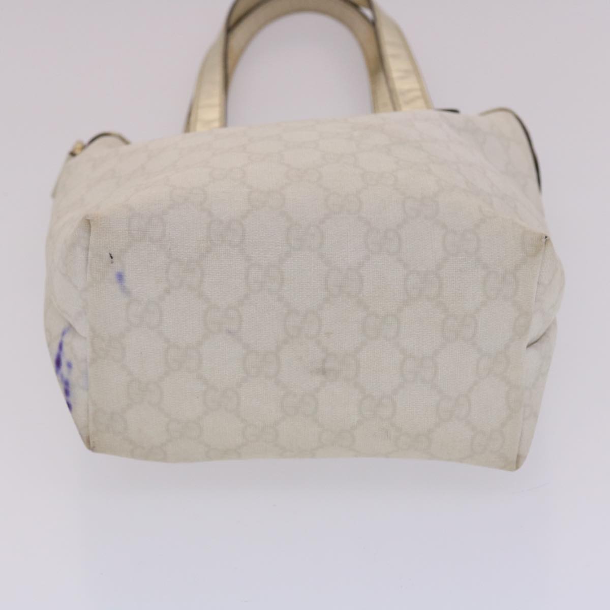 GUCCI GG Canvas Hand Bag PVC Leather White Auth 50406