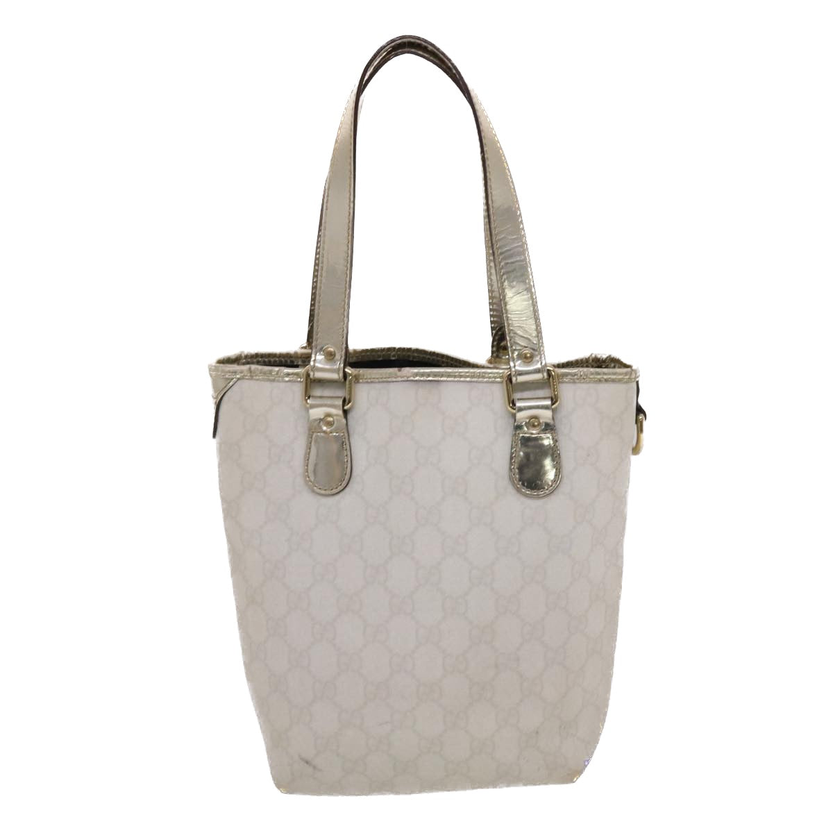 GUCCI GG Canvas Hand Bag PVC Leather White Auth 50406 - 0