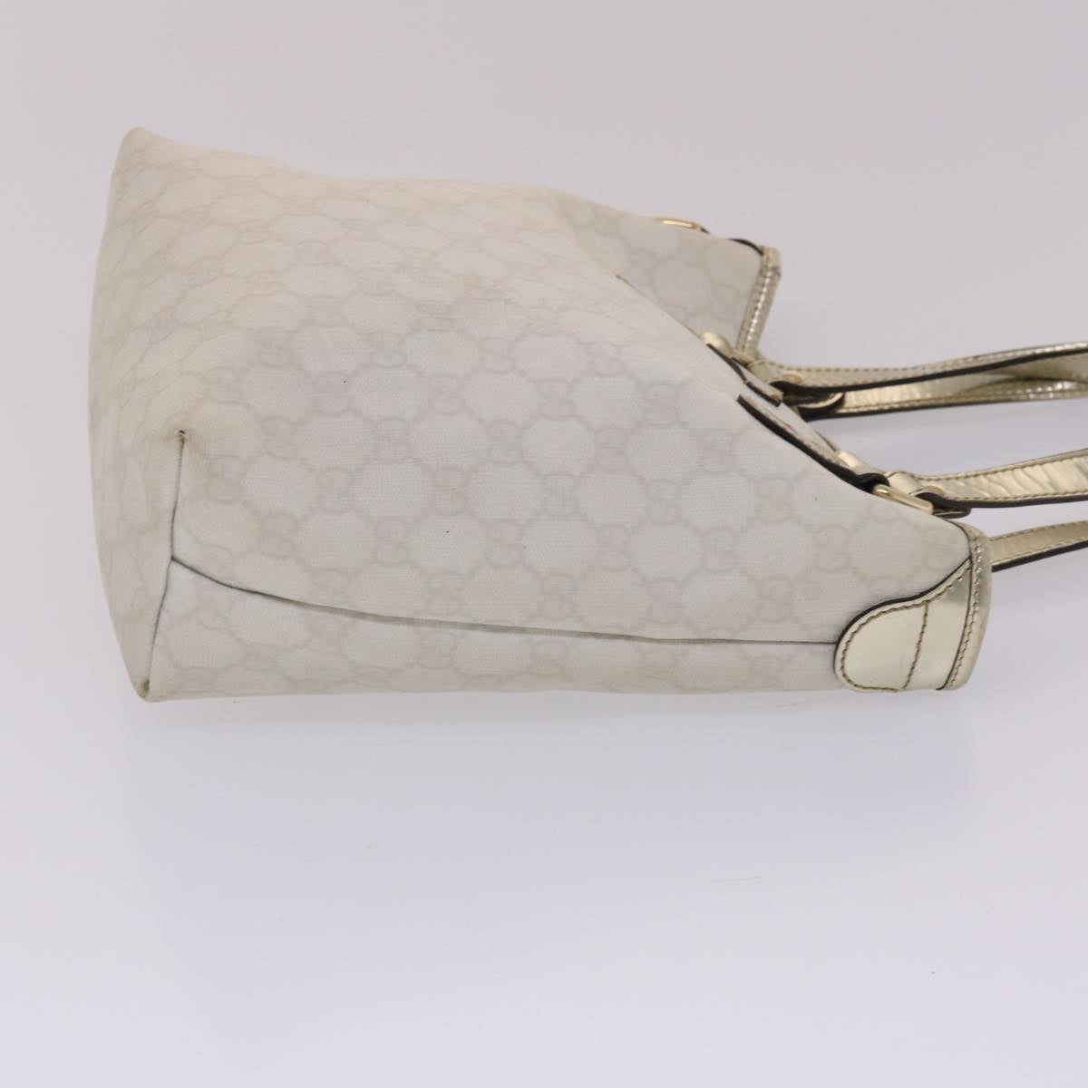 GUCCI GG Canvas Hand Bag PVC Leather White Auth 50406