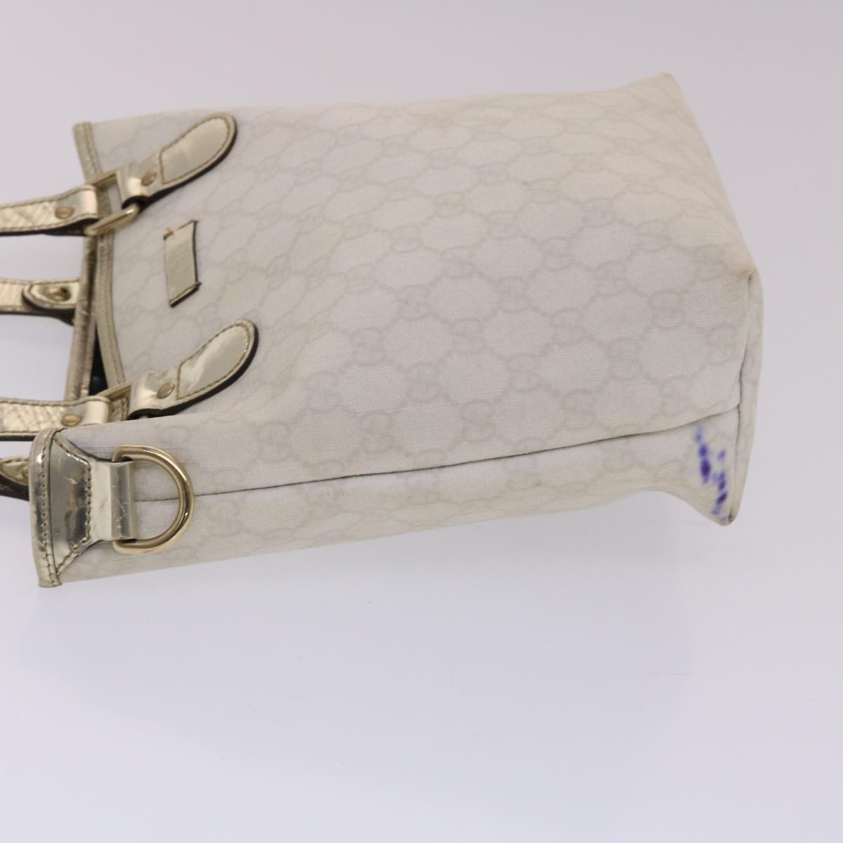 GUCCI GG Canvas Hand Bag PVC Leather White Auth 50406