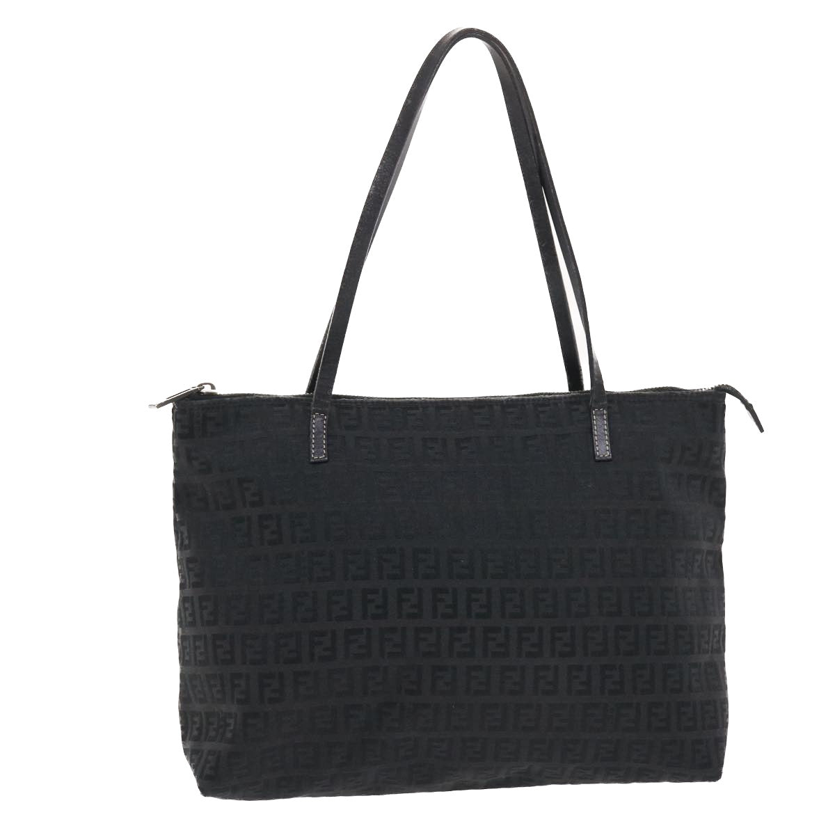 FENDI Zucchino Canvas Tote Bag Nylon Black Auth 50425