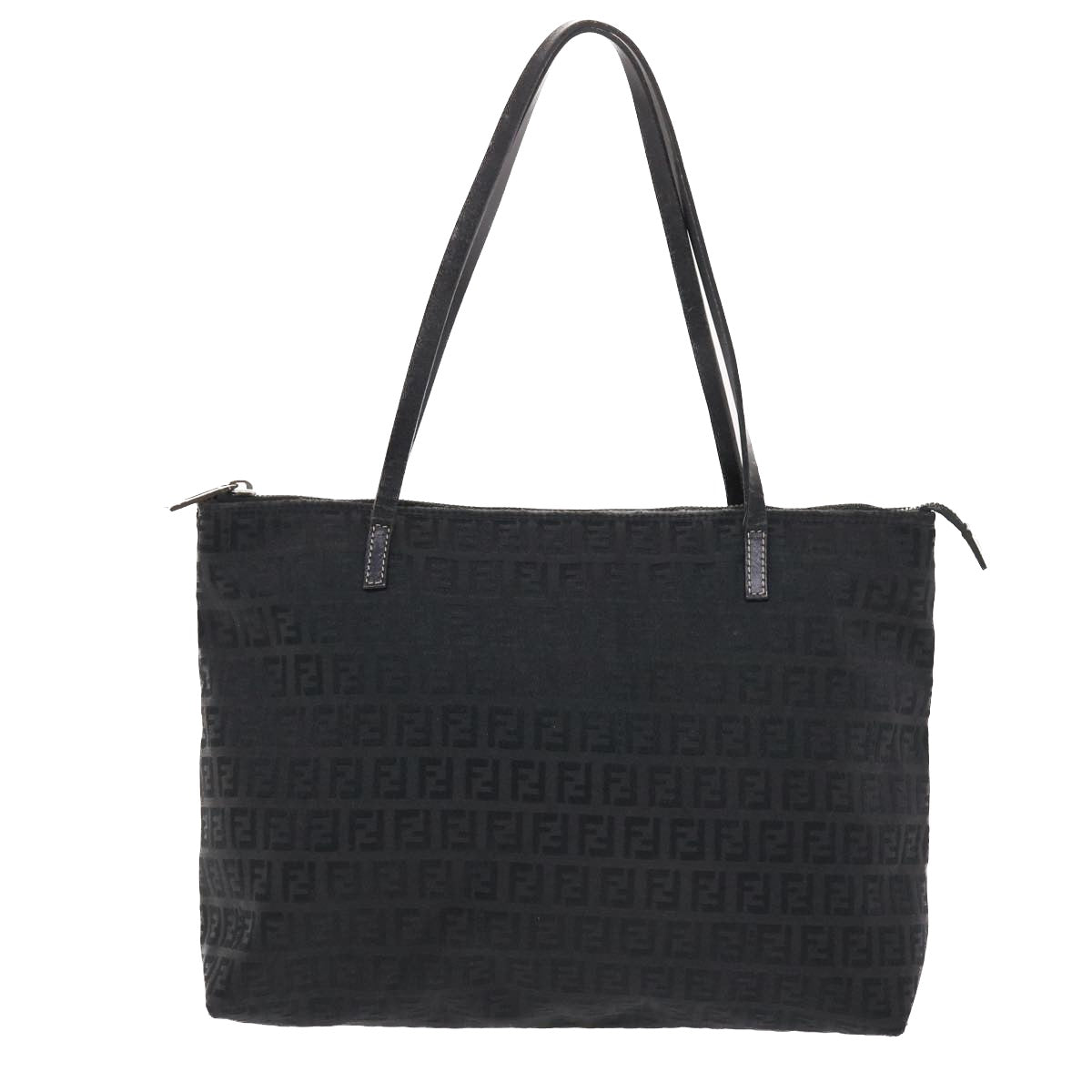 FENDI Zucchino Canvas Tote Bag Nylon Black Auth 50425