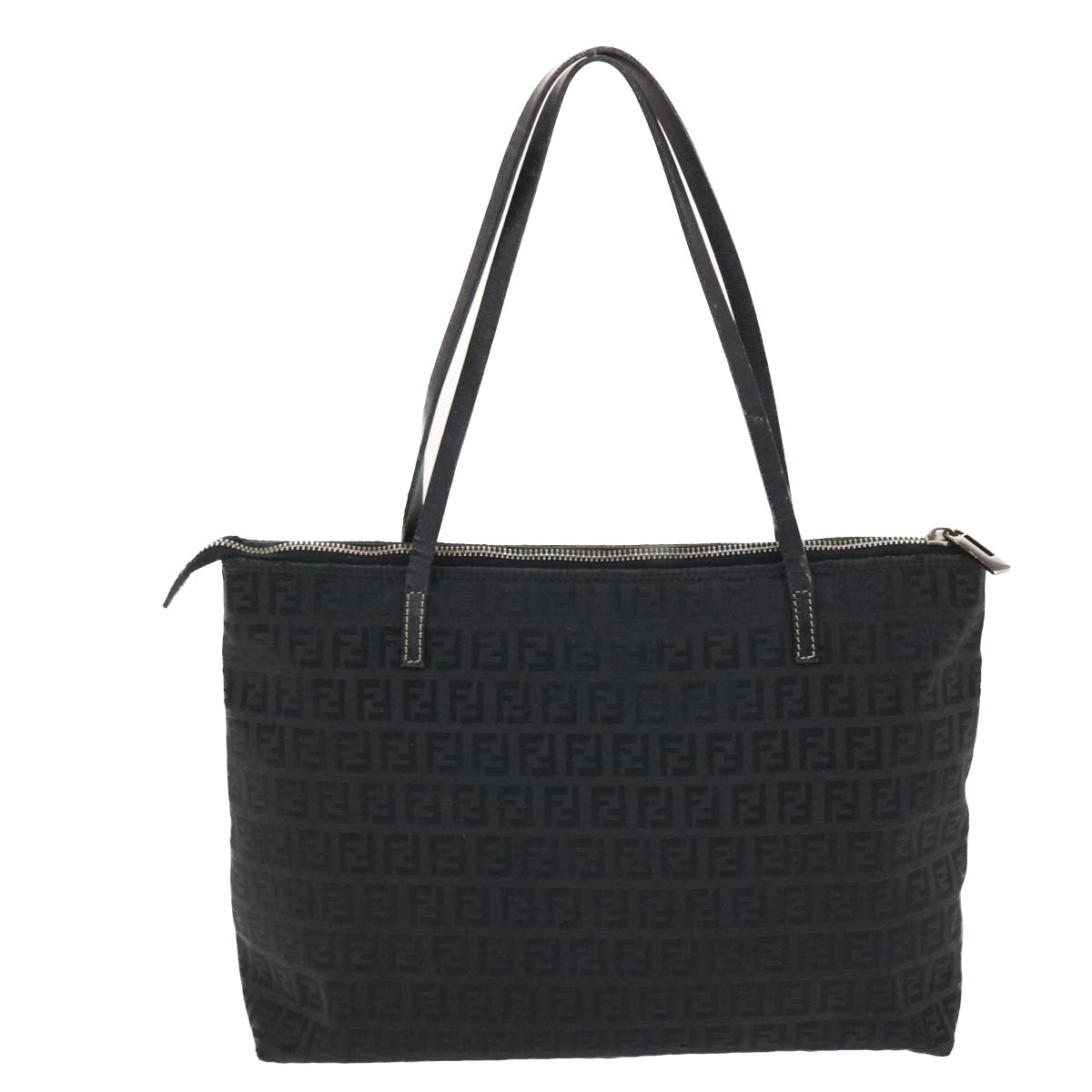 FENDI Zucchino Canvas Tote Bag Nylon Black Auth 50425 - 0