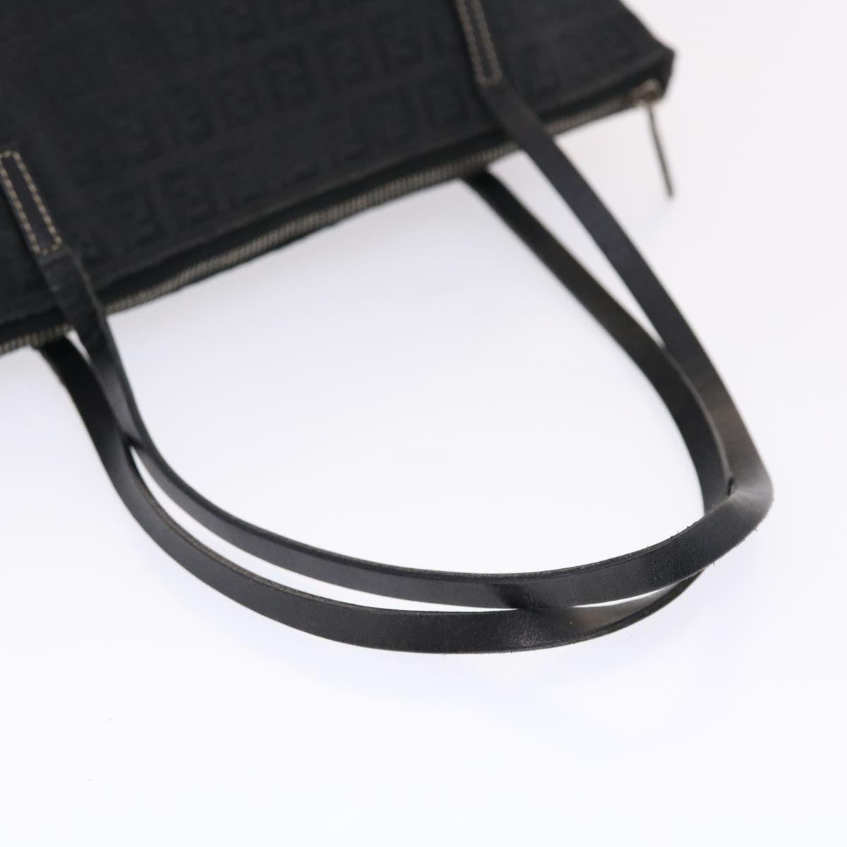 FENDI Zucchino Canvas Tote Bag Nylon Black Auth 50425