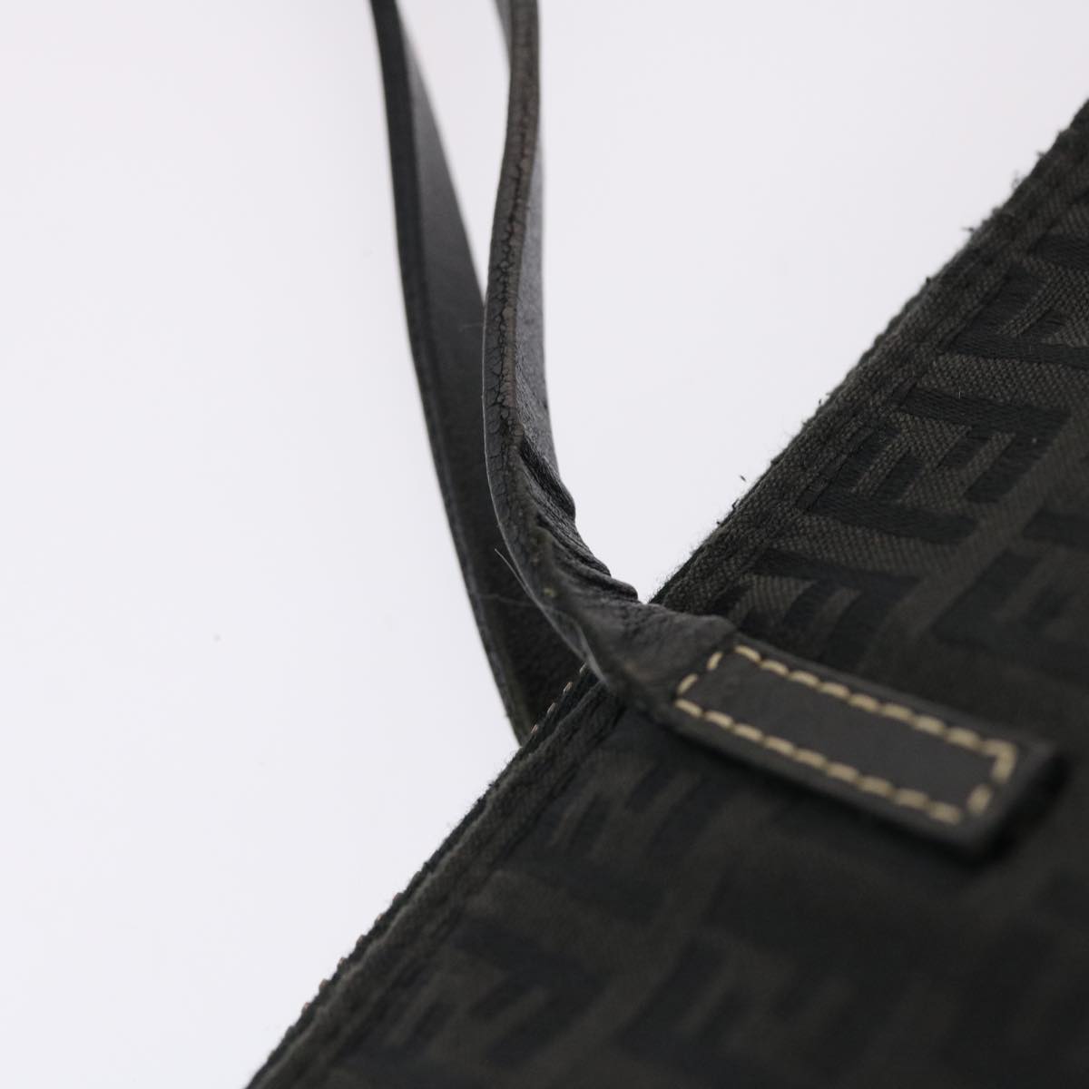 FENDI Zucchino Canvas Tote Bag Nylon Black Auth 50425