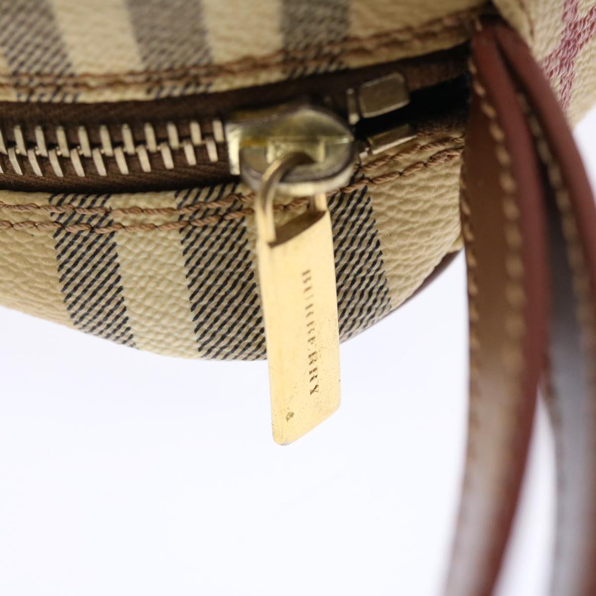 BURBERRY Nova Check Clutch Bag PVC Leather Beige Brown Auth 50436