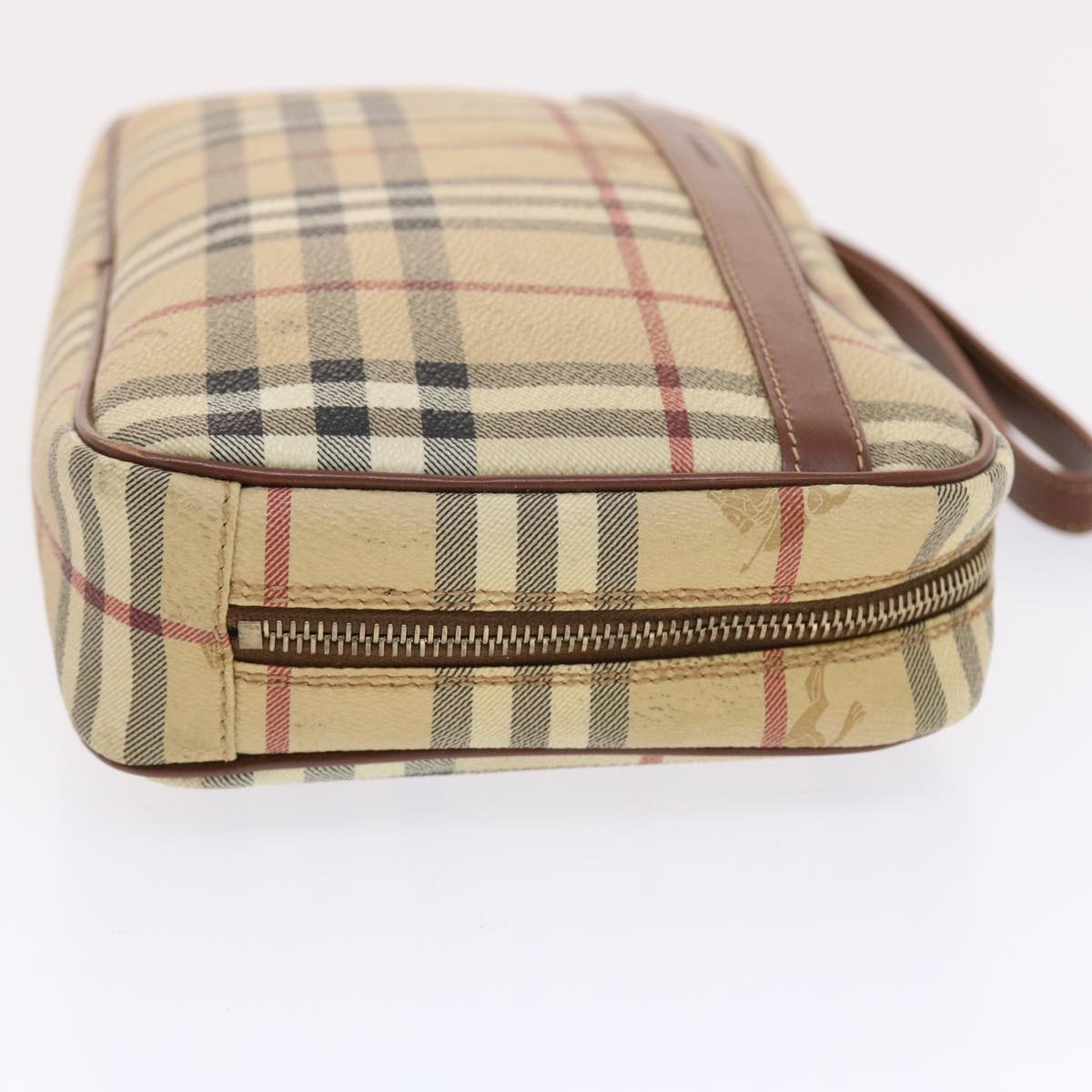 BURBERRY Nova Check Clutch Bag PVC Leather Beige Brown Auth 50436