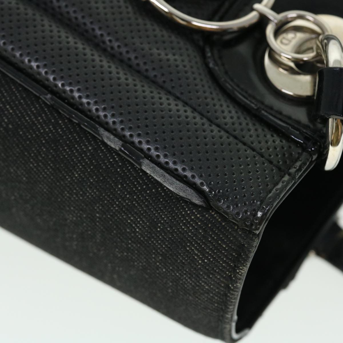 Christian Dior Hand Bag Leather Black Auth 50439